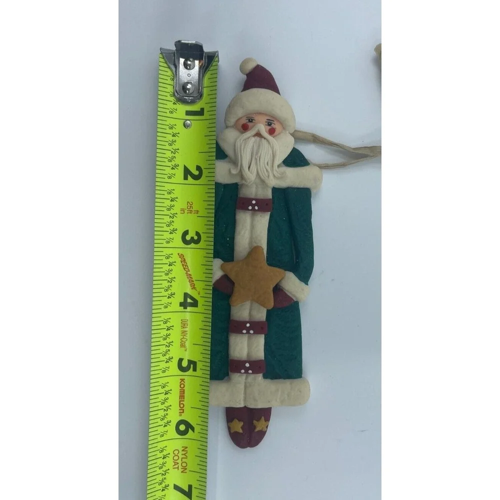 Mid West Cynthia Madrid Dough Looking Santa Claus Ornaments Lot Of 2 Folk Art